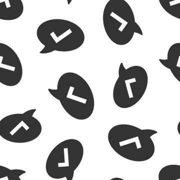 Speak chat sign icon in flat style. Speech bubble with check mark vector illu Illustrazione stock
