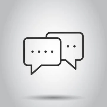 Speak chat sign icon in flat style. Speech bubbles vector illustration on whi Illustrazione stock