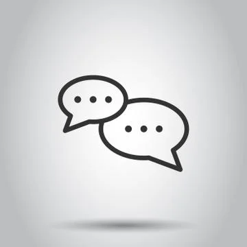 Speak chat sign icon in flat style. Speech bubbles vector illustration on whi Stock Illustration