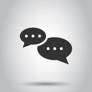 Speak chat sign icon in flat style. Speech bubbles vector illustration on whi Stock Illustration