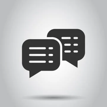 Speak chat sign icon in flat style. Speech bubbles vector illustration on whi Stock Illustration