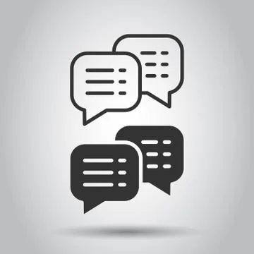 Speak chat sign icon in flat style. Speech bubbles vector illustration on whi Illustrazione stock