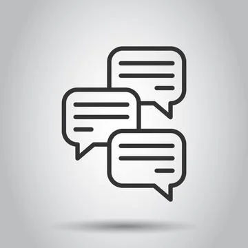 Speak chat sign icon in flat style. Speech bubbles vector illustration on whi Illustrazione stock