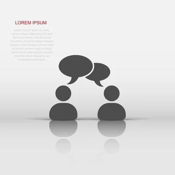 Speak chat sign icon in flat style. Bubble dialog vector illustration on wh.. Stock Illustration