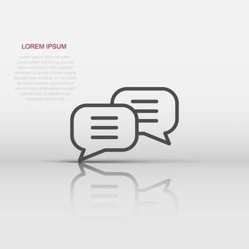 Speak chat sign icon in flat style. Speech bubbles vector illustration on w.. Stock Illustration