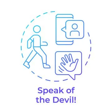Speak of devil blue gradient concept icon Stock Illustration