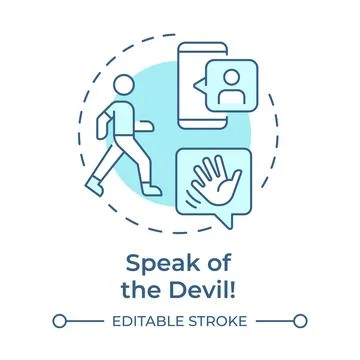 Speak of devil soft blue concept icon Stock Illustration
