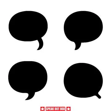Speak Up! Diverse Speech Bubble Silhouette Set Illustrazione stock