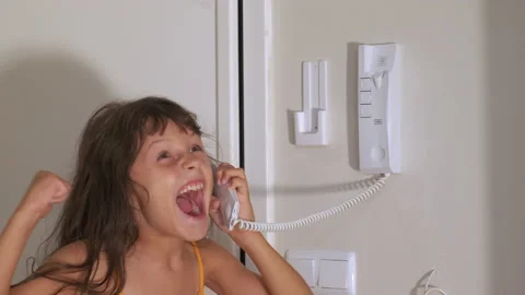 Speak with intercom by the door. Stock Footage 235780472