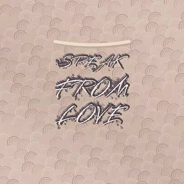 SPEAK FROM LOVE decorative type artwork with dot matrix letter echo over angled Illustration