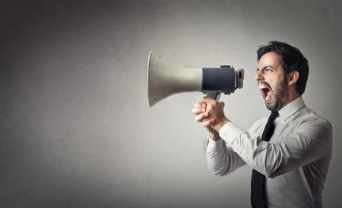 Speak with megaphone Stock Photos