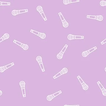 Speak mic microphone line seamless pattern Illustration