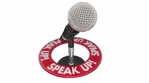 Speak Up Microphone Communicate Voice Ideas Opinions 3d Words Stock Footage 61526307