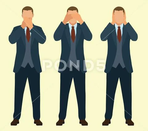 Speak No Evil, See No Evil, Hear No Evil Stock Illustration