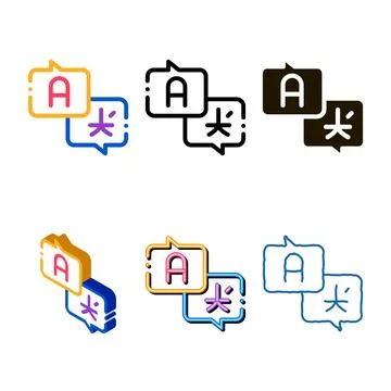 Speak styles in different languages icon thin line vector Stock Illustration