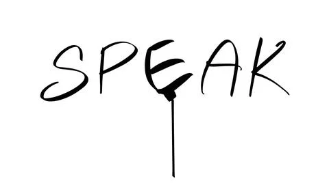 Speak text font calligraphy hand written lettering script black color objec.. Illustration