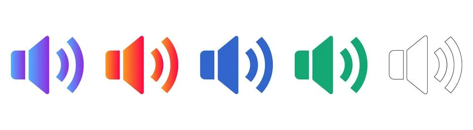 Speaker and Audio Volume Control Icon Set Stock Illustration