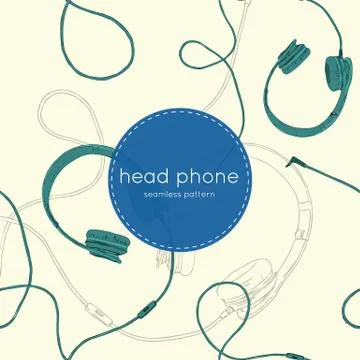 Speaker and Headphones vector set seamless pattern. Stock Illustration