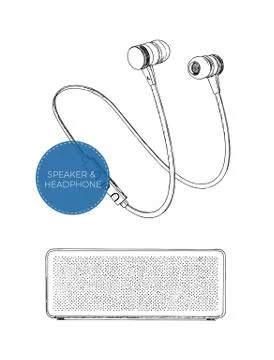 Speaker and Headphones vector set Stock Illustration