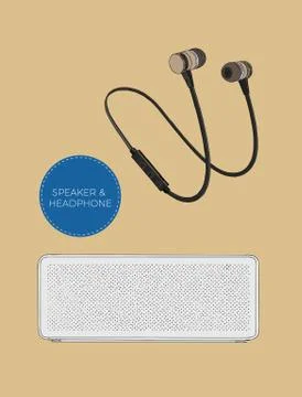 Speaker and Headphones vector set Stock Illustration
