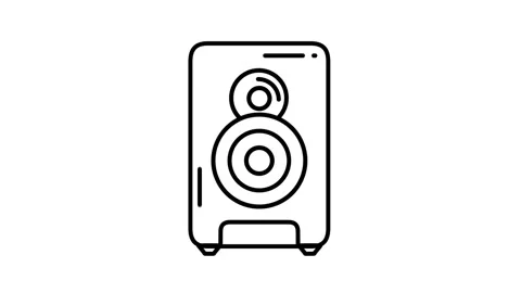 Speaker animated icon displaying studio audio system cabinet outline Vídeo Stock 341962339