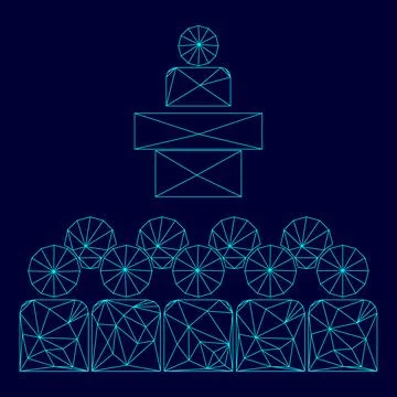 Speaker before the audience low poly triangulation triangulated polygonal e.. Stock Illustration