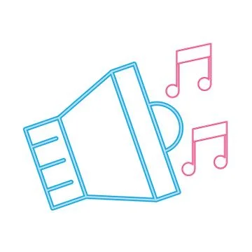 Speaker audio symbol with music notes Illustrazione stock