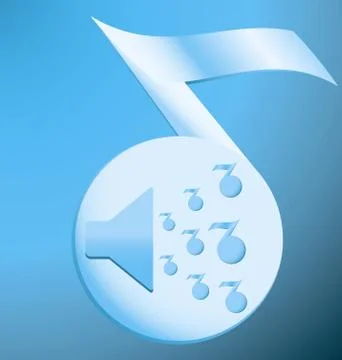 Speaker on a blue musical note silhouette Stock Illustration