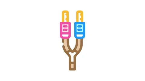 Speaker cable wire color icon animation Stock Footage 327271733