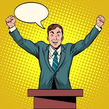 Speaker candidate speech at the podium Stock Illustration