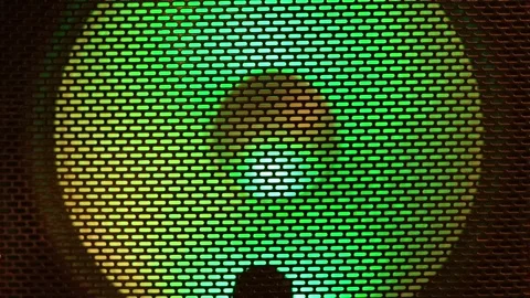 Speaker changes colors while producing music, close up view Stock Footage 282703790