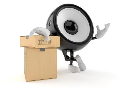 Speaker character with packages Illustrazione stock