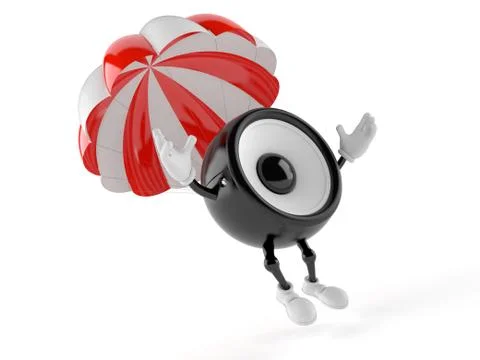 Speaker character with parachute Stock Illustration