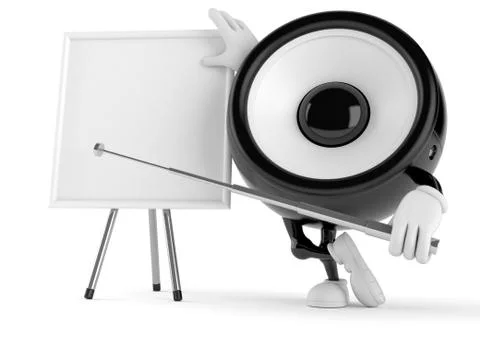 Speaker character with white board Stock Illustration