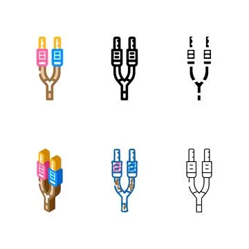 Speaker clean cable wire color icon vector Stock Illustration