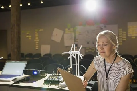 Speaker with clipboard preparing for presentation Stock Photos