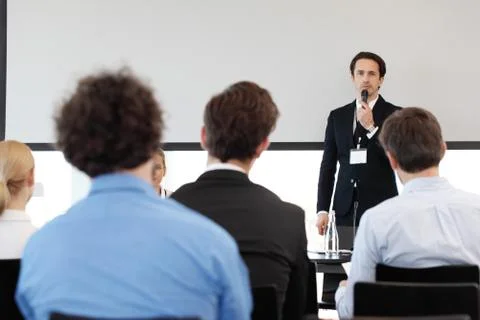 Speaker at conference Stock Photos