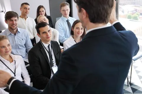 Speaker at conference Stock Photos