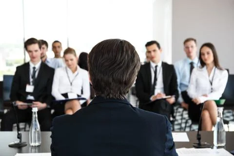 Speaker at conference Stock Photos