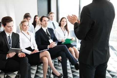 Speaker at conference Stock Photos