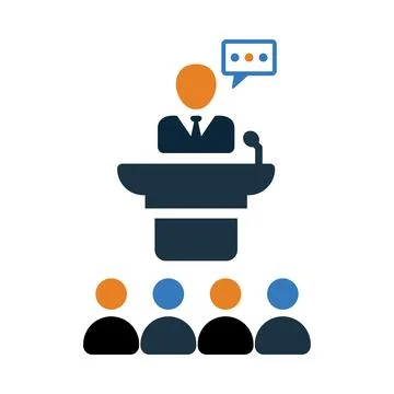 Speaker, conference, speech, chat bubble, business speaker icon Stock Illustration