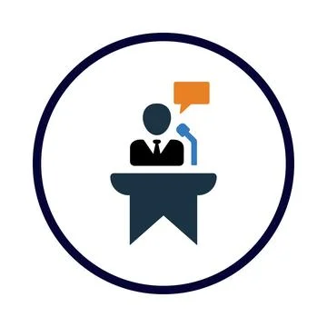 Speaker, conference, speech, chat bubble, online business speaker icon Stock Illustration