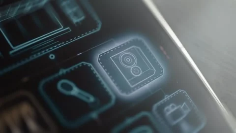 Speaker control tile activates inside multimedia dashboard Stock Footage 346038562