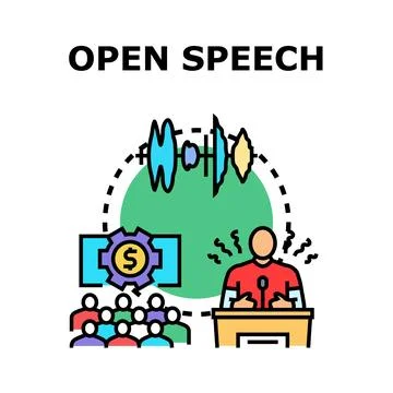 Speaker delivering open speech to audience about freedom Stock Illustration
