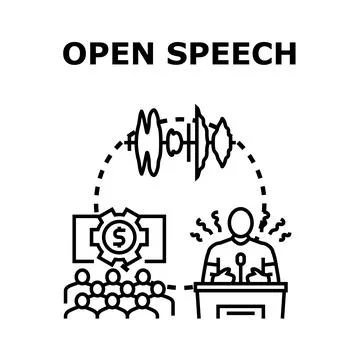 Speaker delivering open speech to audience about freedom Stock Illustration