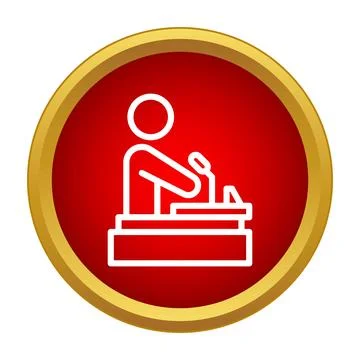 Speaker delivering a presentation from podium icon Stock Illustration