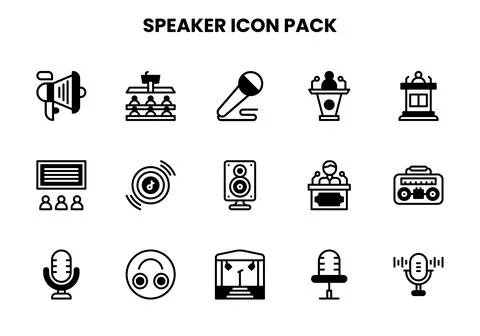 Speaker DuoTone Bundle Icons Pack Stock Illustration