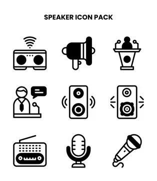 Speaker DuoTone Collection Icons Pack Stock Illustration