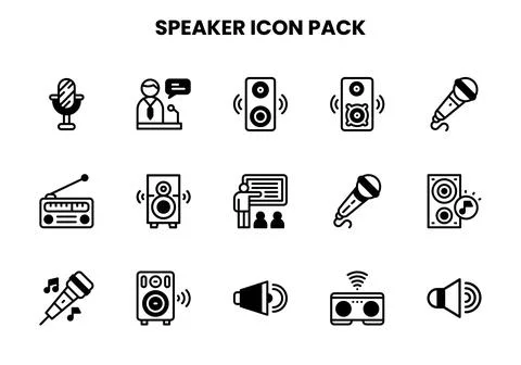 Speaker DuoTone Collection Icons Pack Stock Illustration