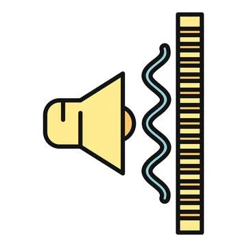 Speaker emitting sound waves hitting soundproofing wall Stock Illustration